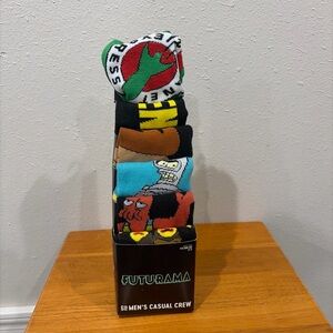Futurama Variety Men's Novelty Casual Crew Socks 6-Pack Size 8-12 New